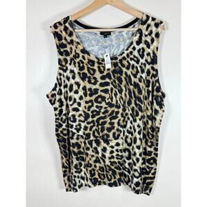 Talbots women’s Sweater Vest Plus Size 2X Cashmere Blend Leopard Preppy Classic